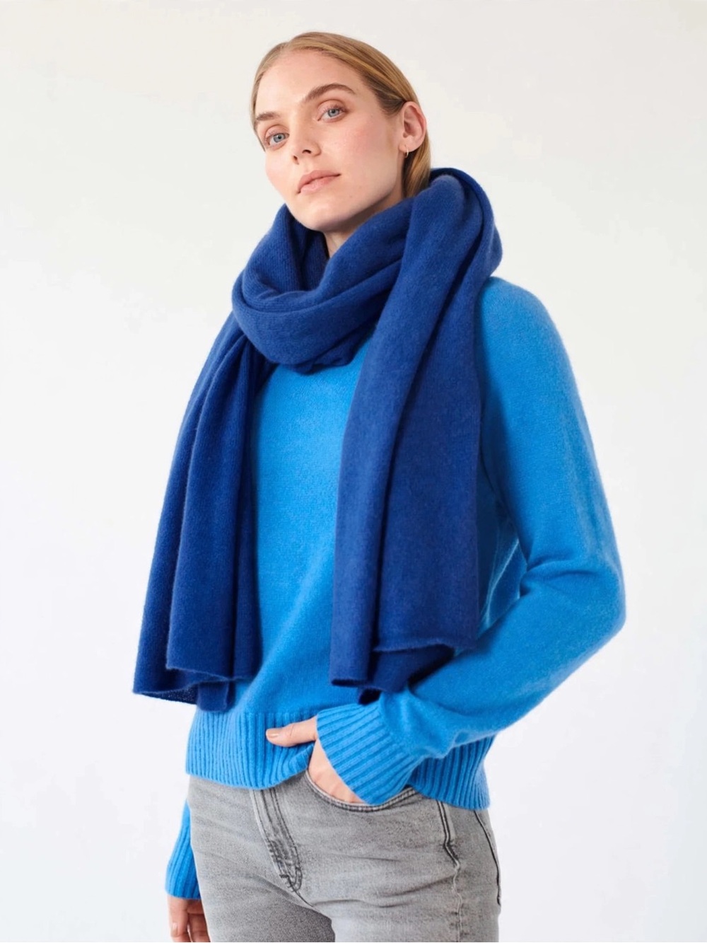 White + Warren Admiral Blue Cashmere Scarf 19486